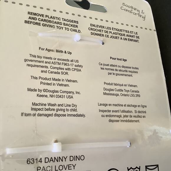 Douglas Baby Paci Lovey Danny Dino Paci Lovey - NWT - Plush Head w/Cotton Lovey - Picture 5 of 6